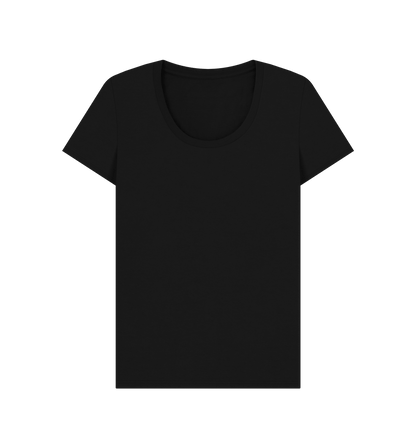 Black Women's Solid Organic Cotton Scoop Neck Tee